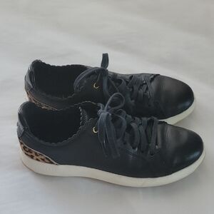 Cole Haan Black and Leopard Accent Sneakers